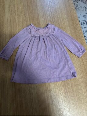 Baby Boden Lilac Eyelet Collar Long-Sleeve Dress
